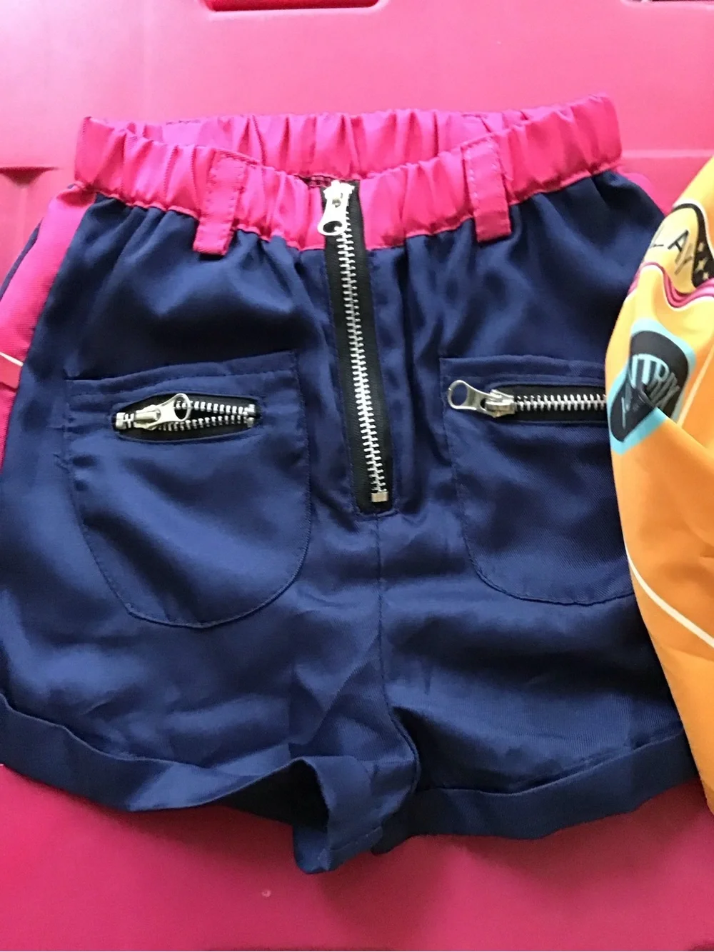 Colorful Cropped Jacket and Skirt Set - Yellow, Navy & Pink 120 5/6